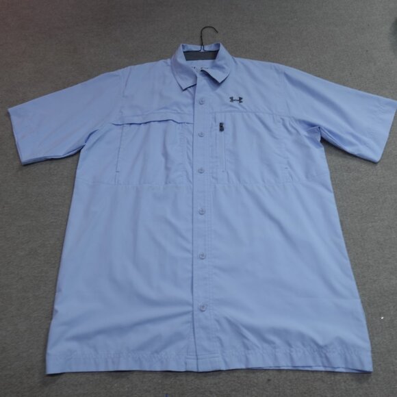 Under Armour Shirt Medium Blue Button Front Vented - Picture 2 of 9